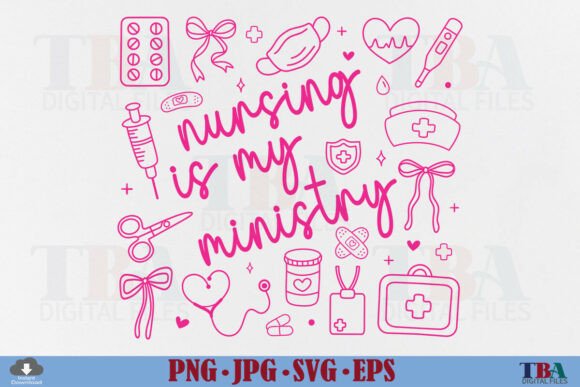 Download Trendy Nurse, Nursing is My Ministry Svg - Premium Bundle